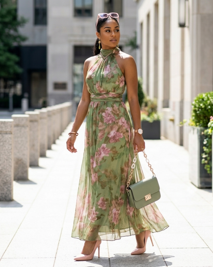 Resort-style Waist-cinching Figure-flattering Dress
