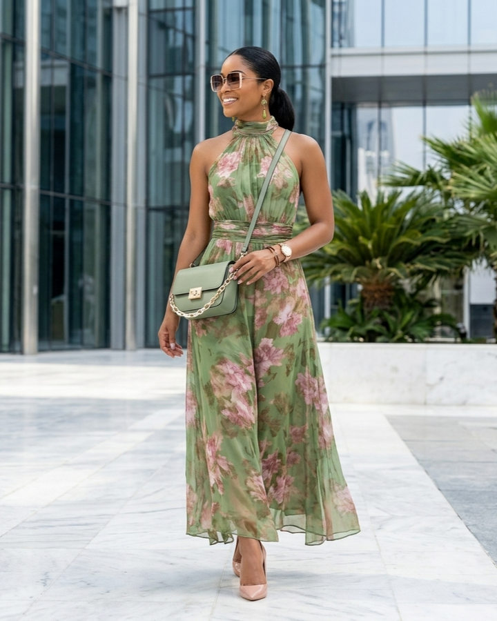 Resort-style Waist-cinching Figure-flattering Dress
