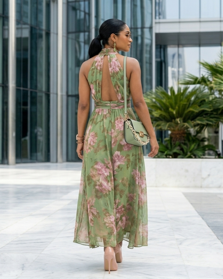 Resort-style Waist-cinching Figure-flattering Dress
