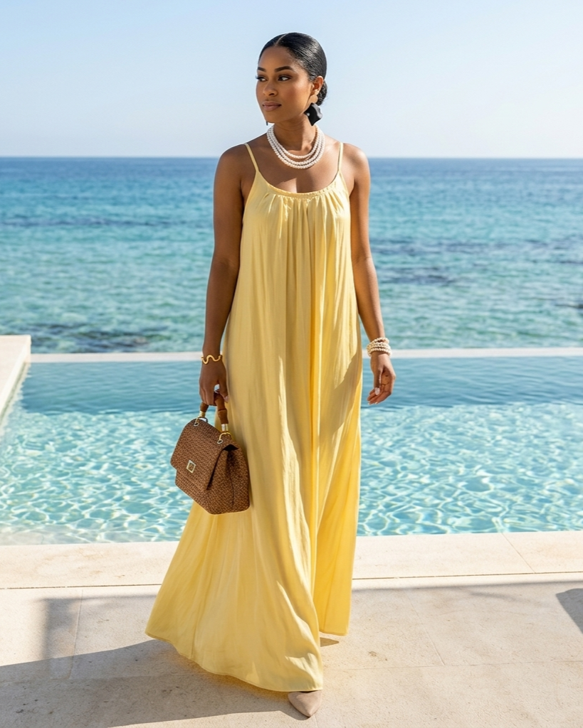 Yellow For Women Suspender Dress Loose And Idle Backless