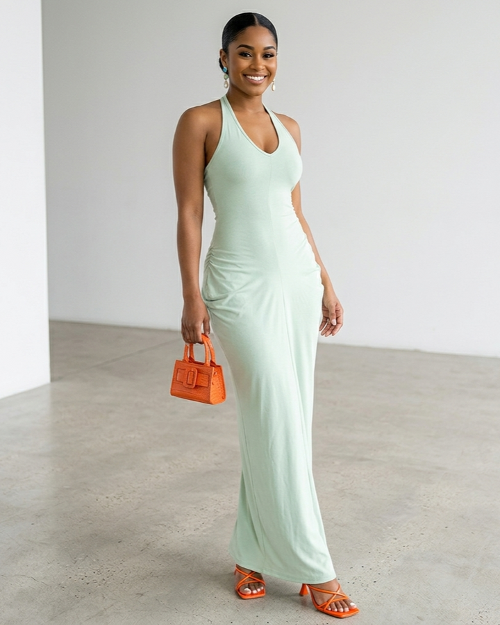 V-neck Sleeveless Long Dress