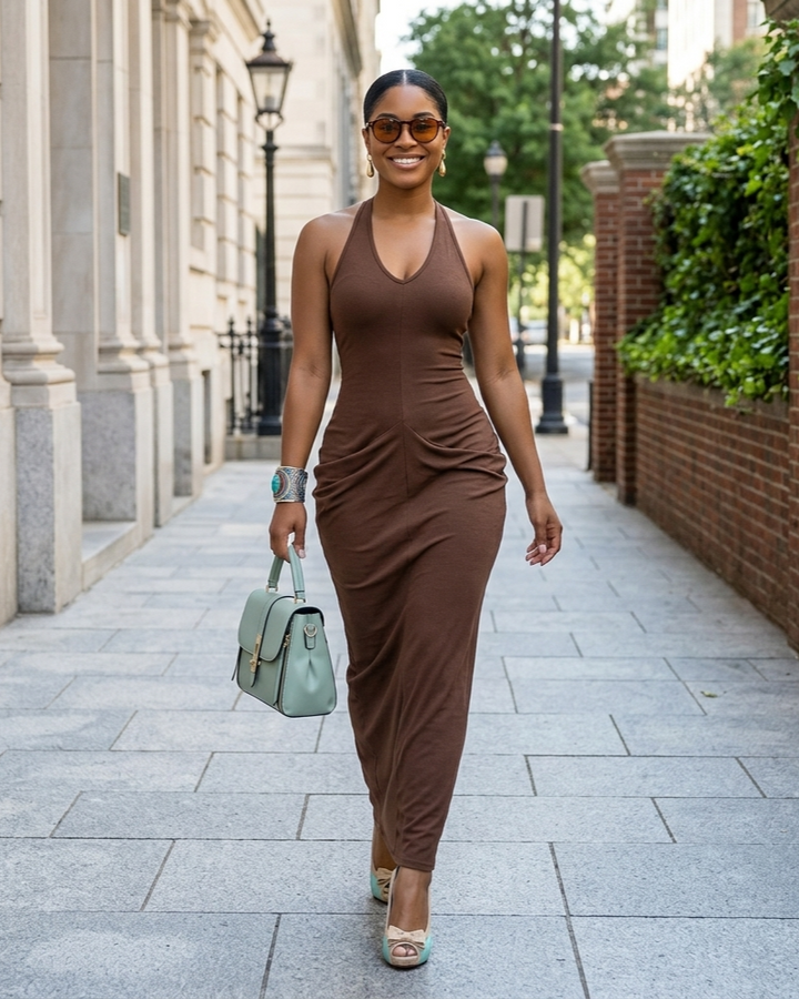 V-neck Sleeveless Long Dress