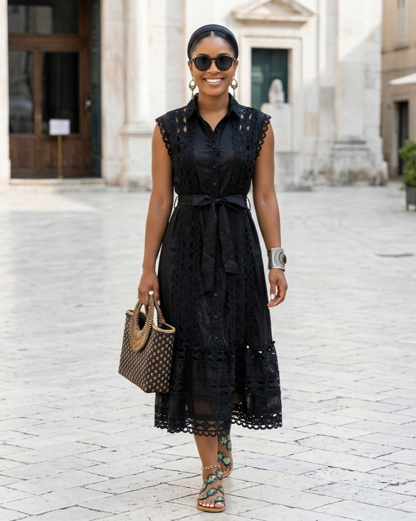 Round Neck Sleeveless See-through Dress For Women
