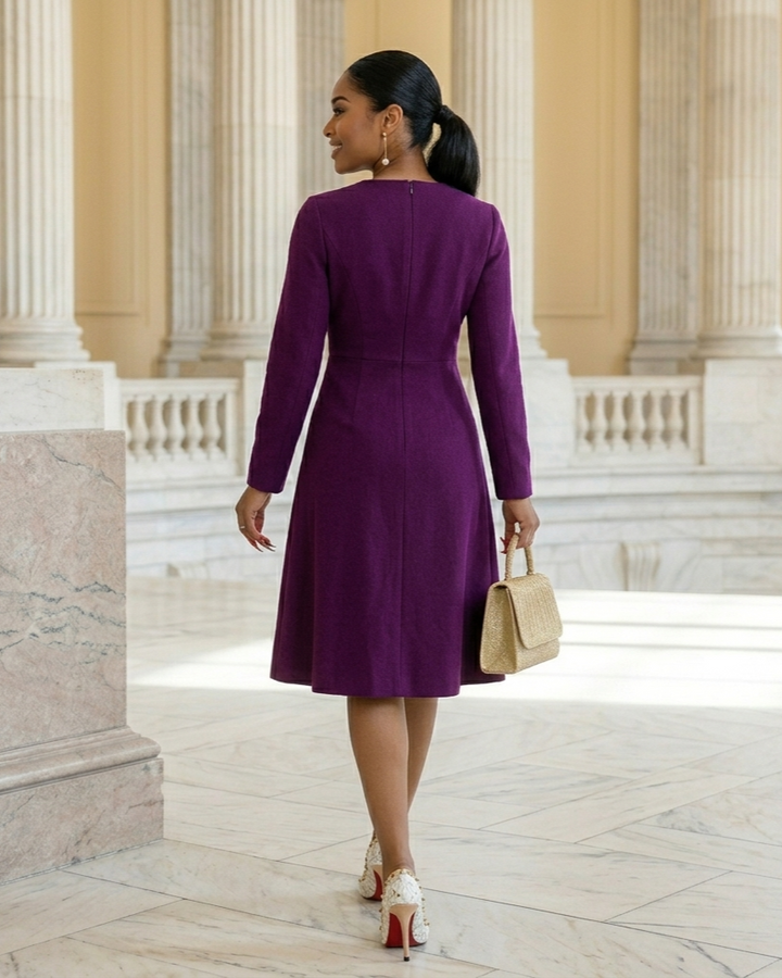 Purple Woolen Dress Mid-length Women