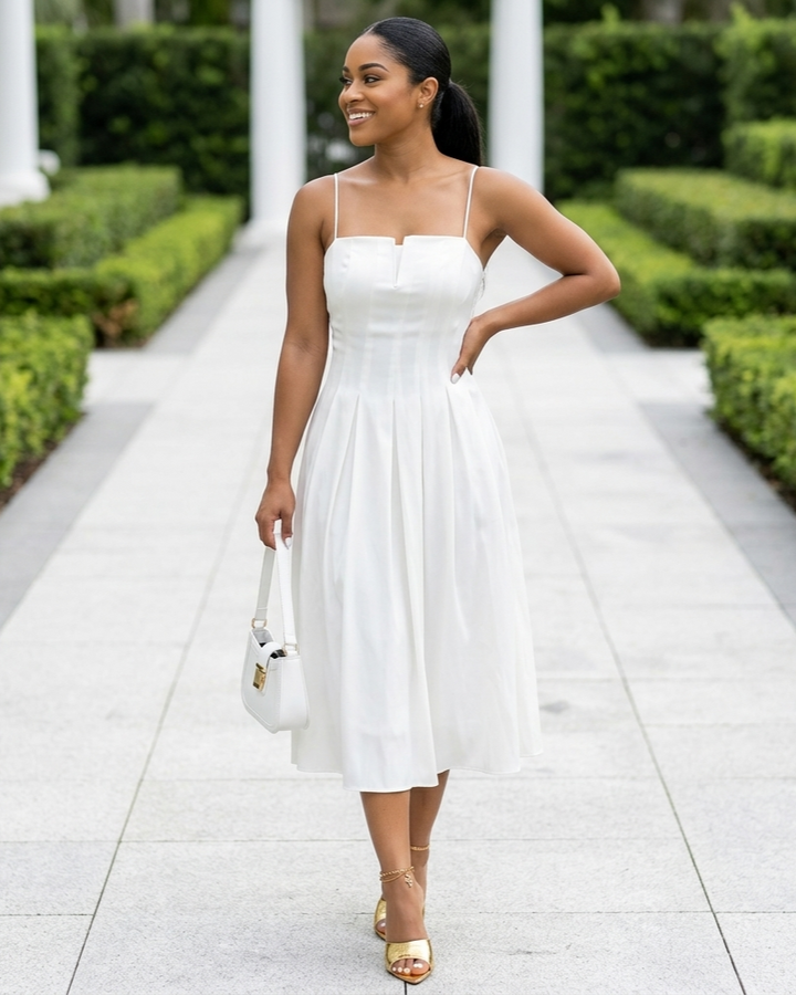 Vestido de tubo blanco con tirantes para mujer