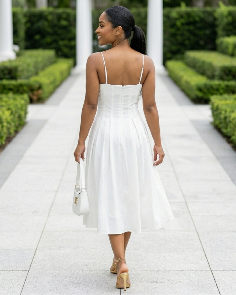 Vestido de tubo blanco con tirantes para mujer