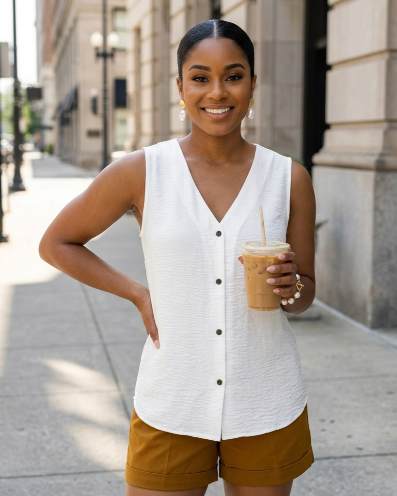 Summer V-neck Sleeveless Vest Shirt for Women