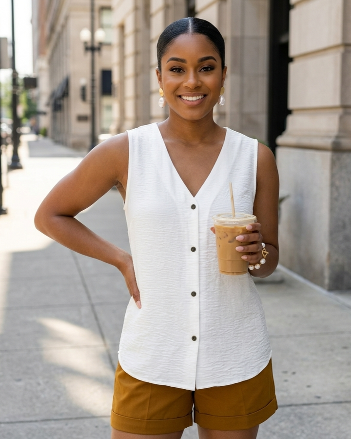 Summer V-neck Sleeveless Vest Shirt for Women