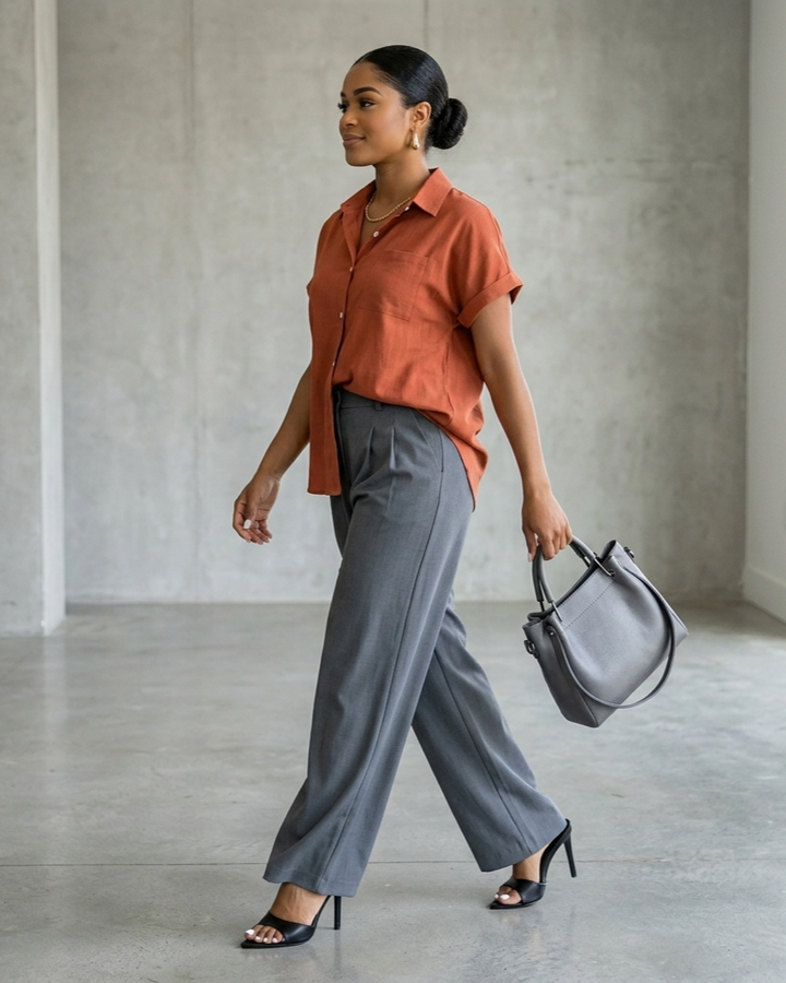 Caramel Orange Brown Casual Versatile Shirt For Women