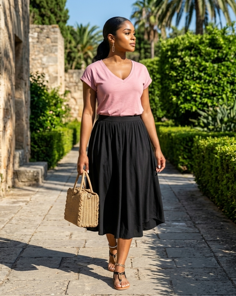 Short-sleeved V-neck Simplicity Casual Top For Women