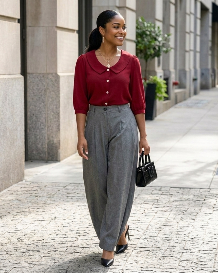 Collared Short-sleeve Blouse Fashion Casual Versatile Loose Shirt Women&