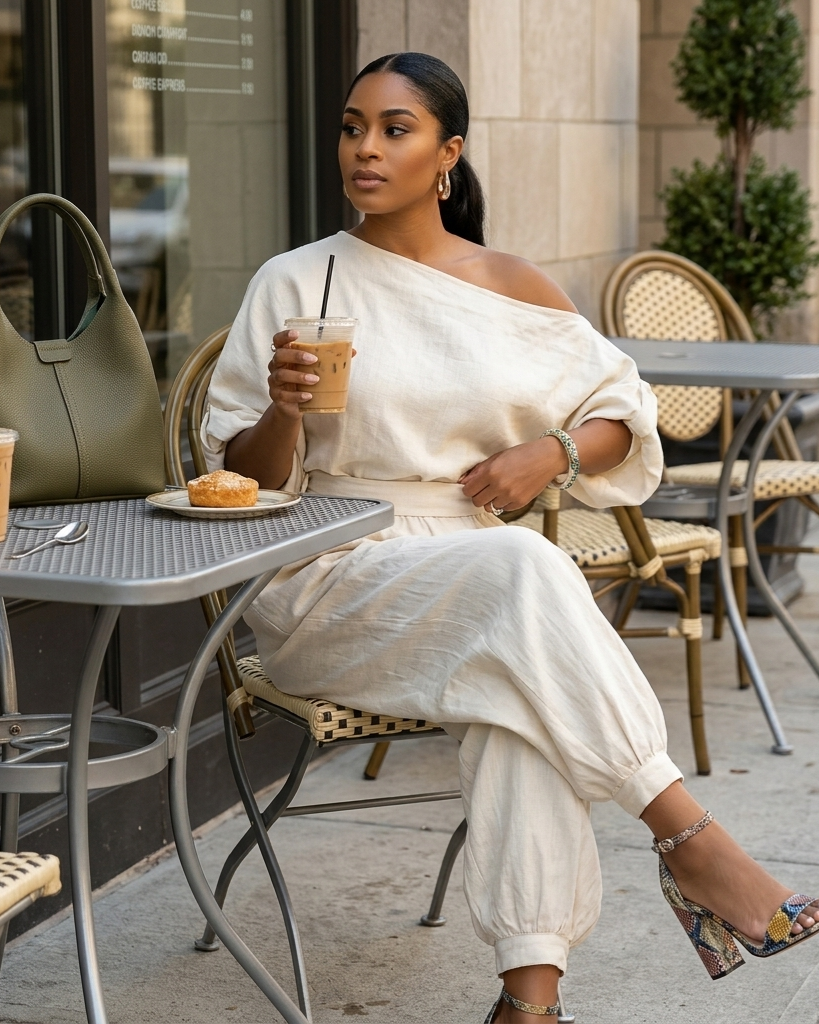 Loose Wide-leg Casual Top With Lantern Pants In Cotton And Linen