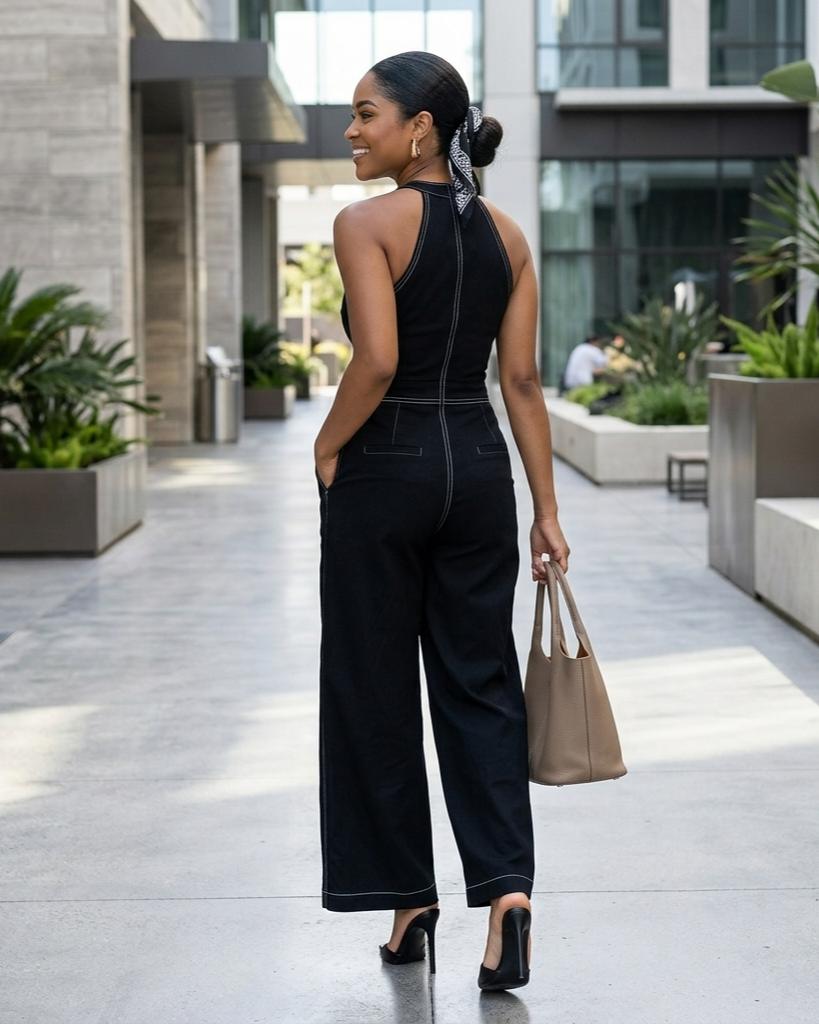 Summer Fashion Elegant Front-Zip Sleeveless Wide-Leg Jumpsuit