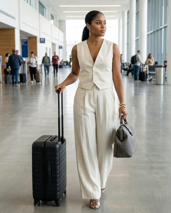 Simple And Elegant Vest Top High-Waist Wide-Leg Pants Casual Suit