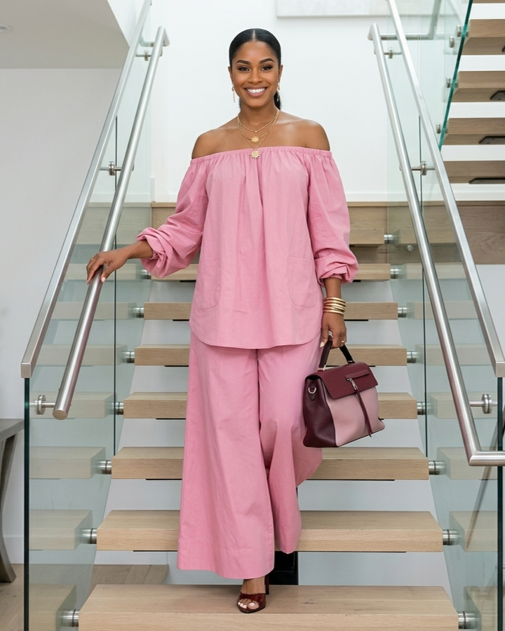 Off-shoulder Womens Cotton And Linen Wide-leg Pants Set