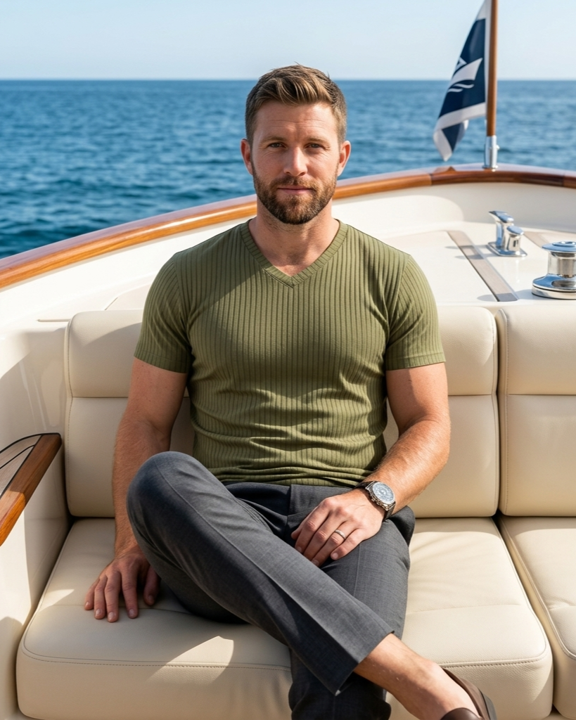 Solid Color Small V Neck European And American Men&