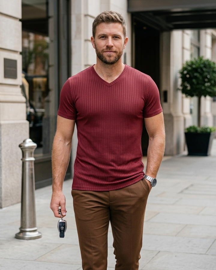 Solid Color Small V Neck European And American Men&