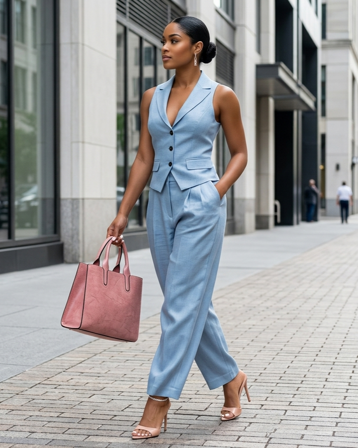 Summer Sleeveless Suit Casual Single-breasted Vest And Casual Pants Set