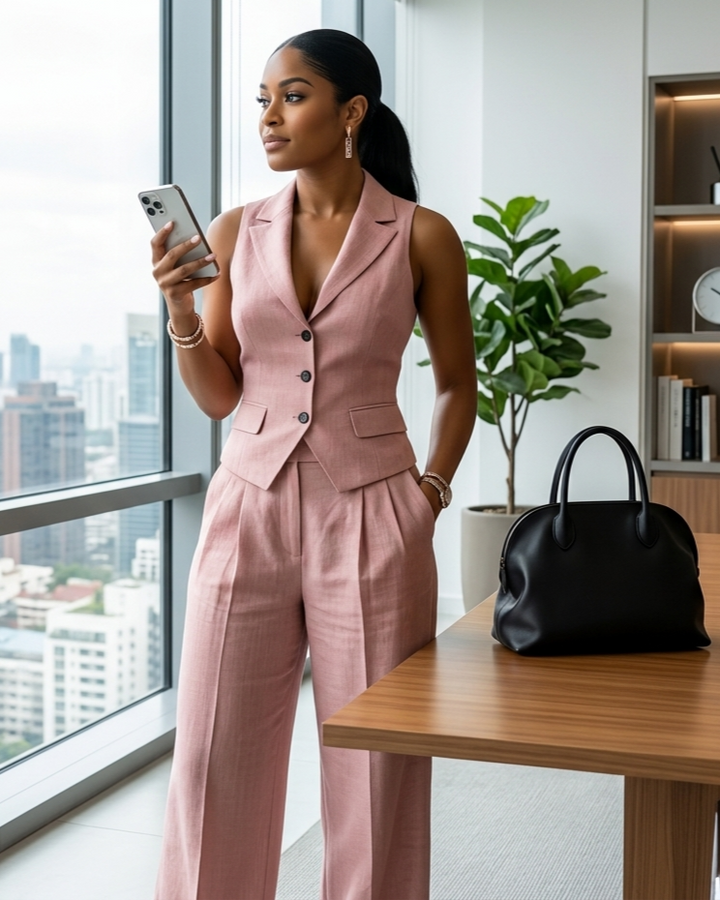 Summer Sleeveless Suit Casual Single-breasted Vest And Casual Pants Set