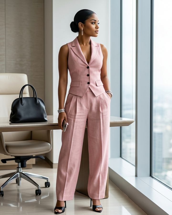 Summer Sleeveless Suit Casual Single-breasted Vest And Casual Pants Set