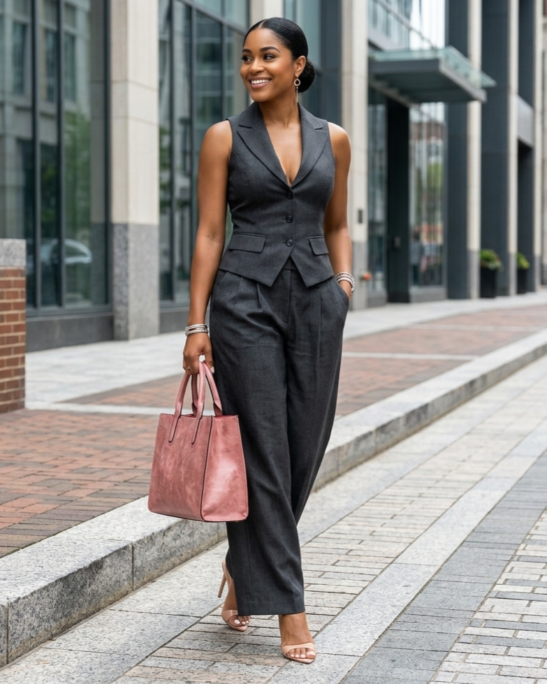 Summer Sleeveless Suit Casual Single-breasted Vest And Casual Pants Set