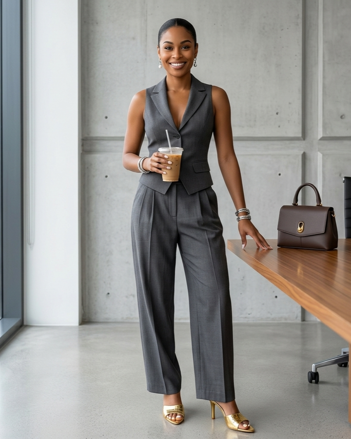 Summer Sleeveless Suit Casual Single-breasted Vest And Casual Pants Set