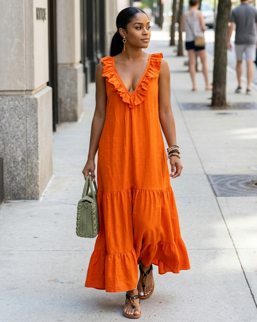 Lace-trimmed Loose-fit Casual Sleeveless Maxi Dress