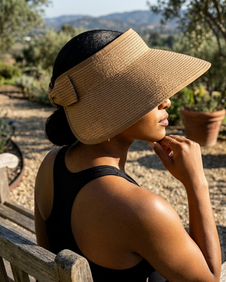 Sombrero de paja portátil plegable de verano con protección solar
