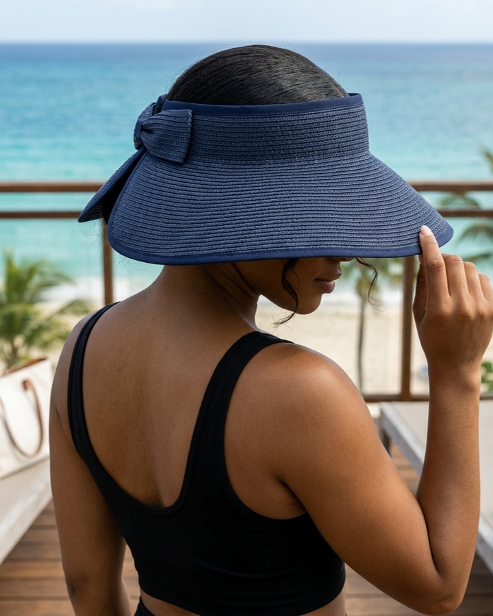 Sombrero de paja portátil plegable de verano con protección solar