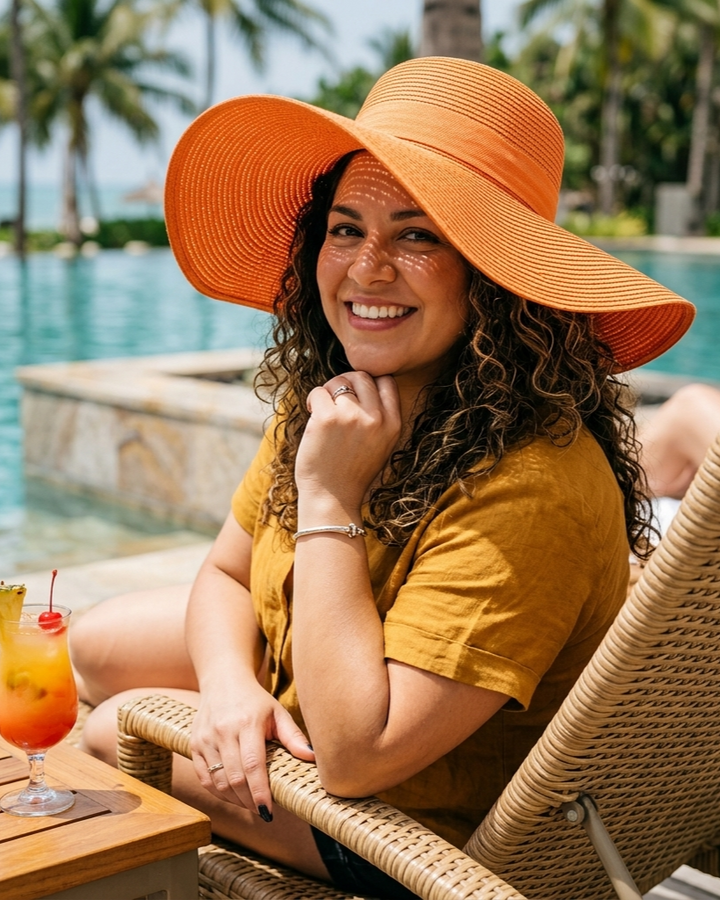 Sombrero de paja para mujer, de verano, plegable, para playa, protección solar