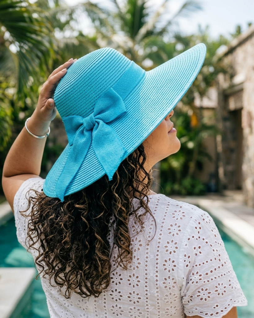 Sombrero de paja para mujer, de verano, plegable, para playa, protección solar