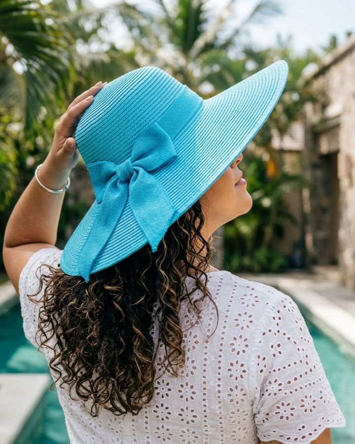 Sombrero de paja para mujer, de verano, plegable, para playa, protección solar
