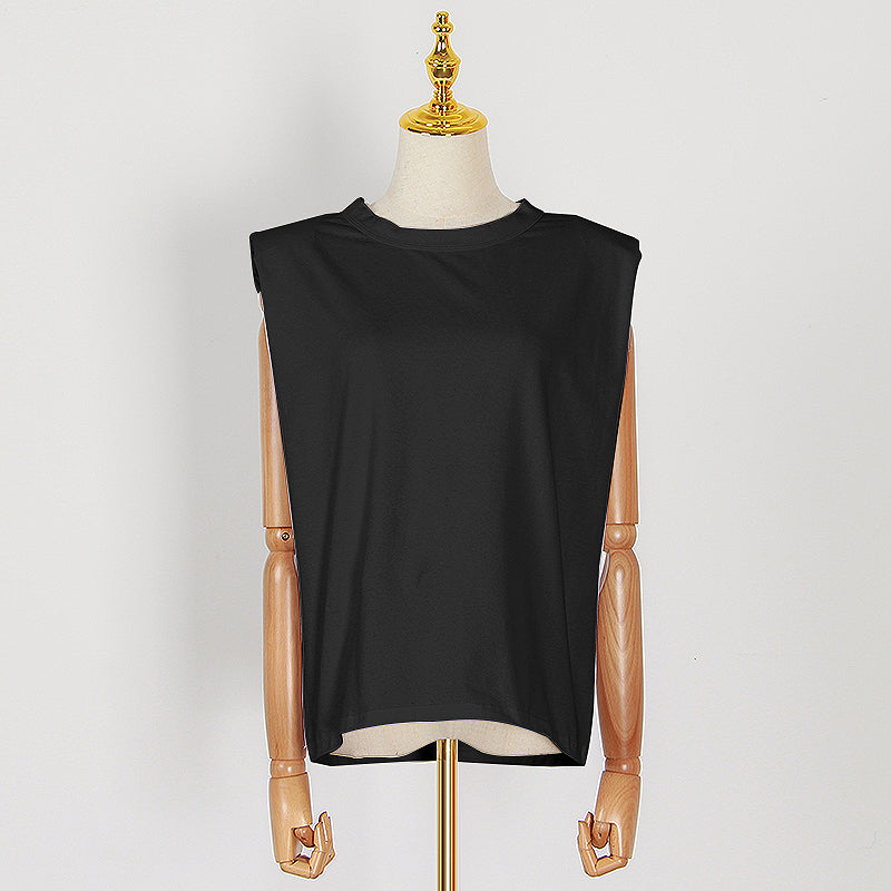 Camiseta sin mangas de cuello redondo casual para mujer