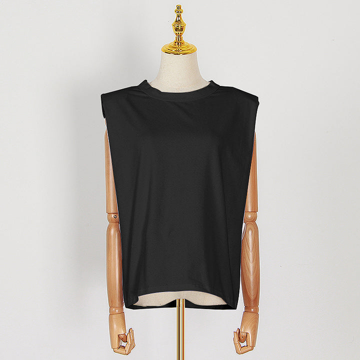 Camiseta sin mangas de cuello redondo casual para mujer