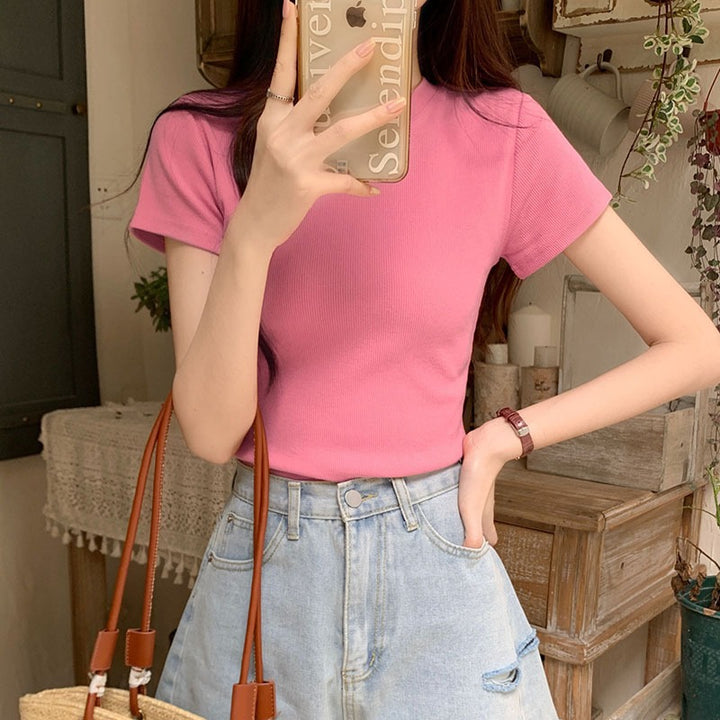Red Retro American Short-sleeved Women&