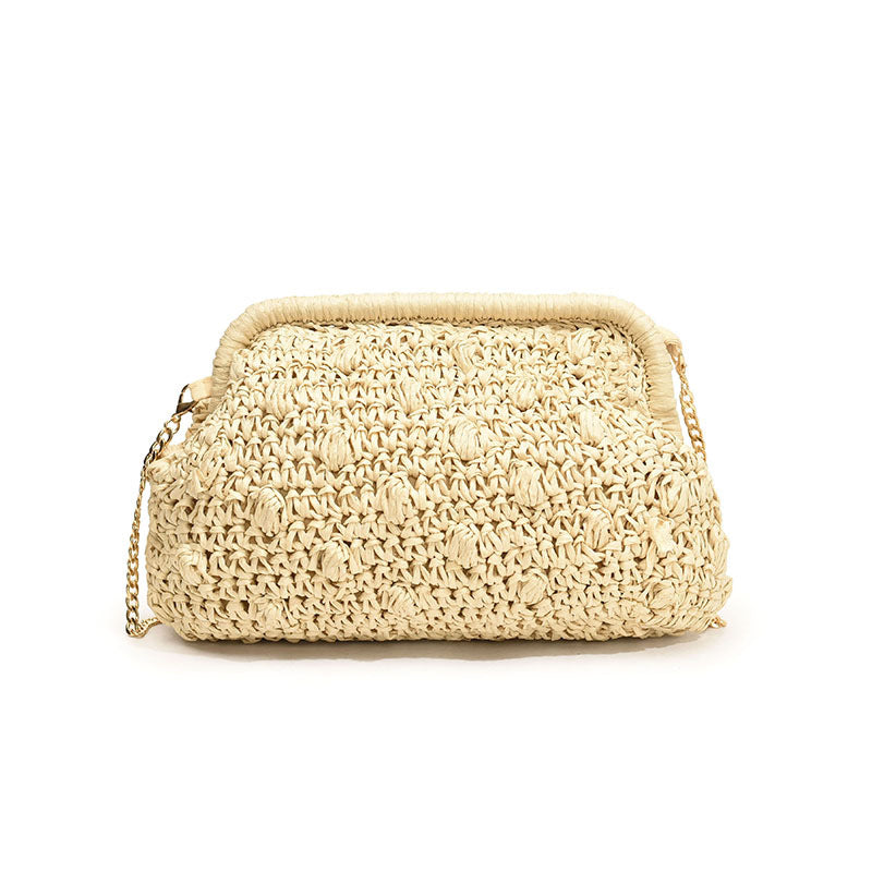 Bolso de playa de hombro tejido de moda con diseño calado