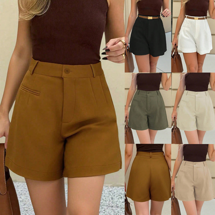 Shorts pour femmes taille haute décontractés et droits amples