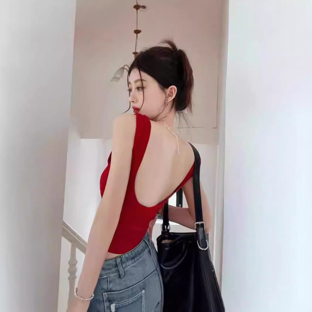 Fashion Personality Retro Red Slip Vest For Women