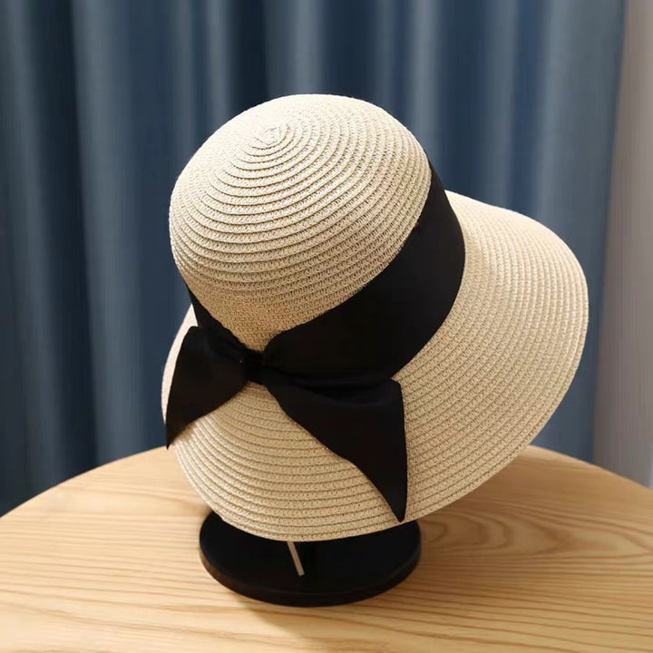 Sombrero de paja para mujer plegable parasol de playa