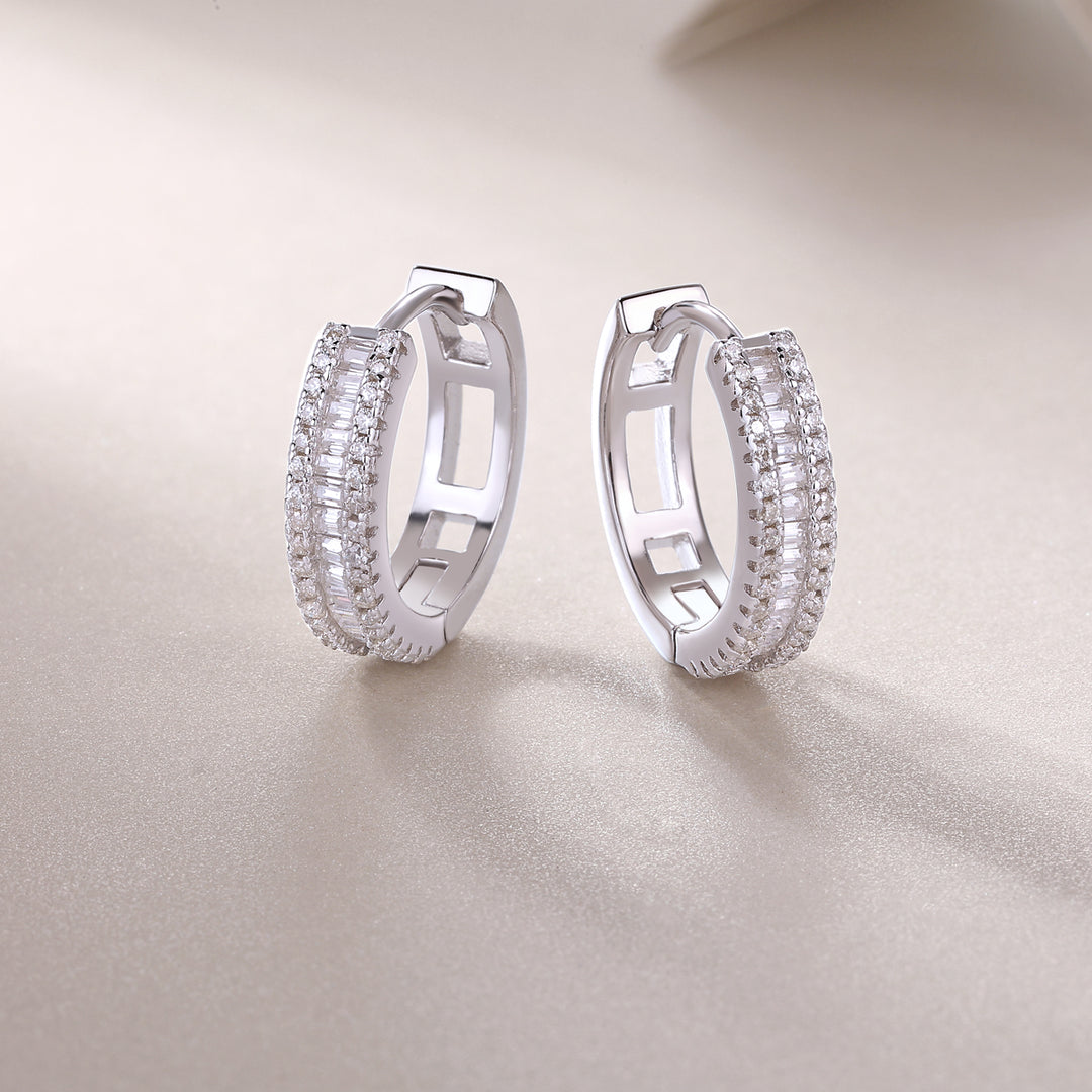 Pendientes de moissanita de alta calidad de plata 925 y platino