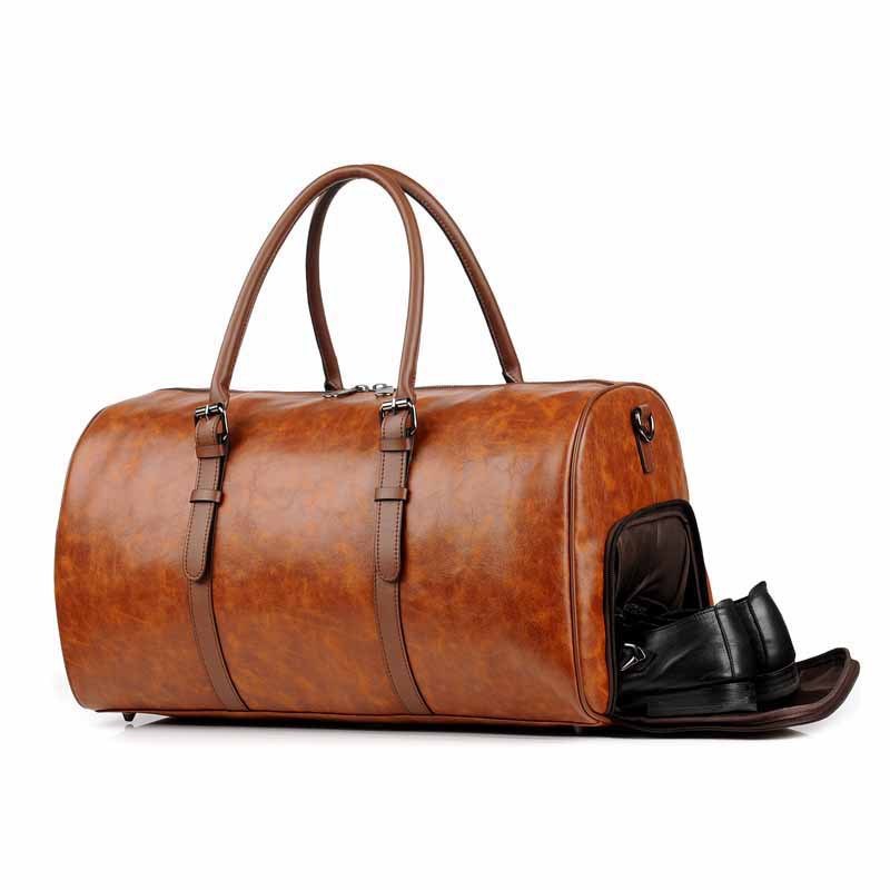 Bolso de viaje de cuero sencillo de gran capacidad