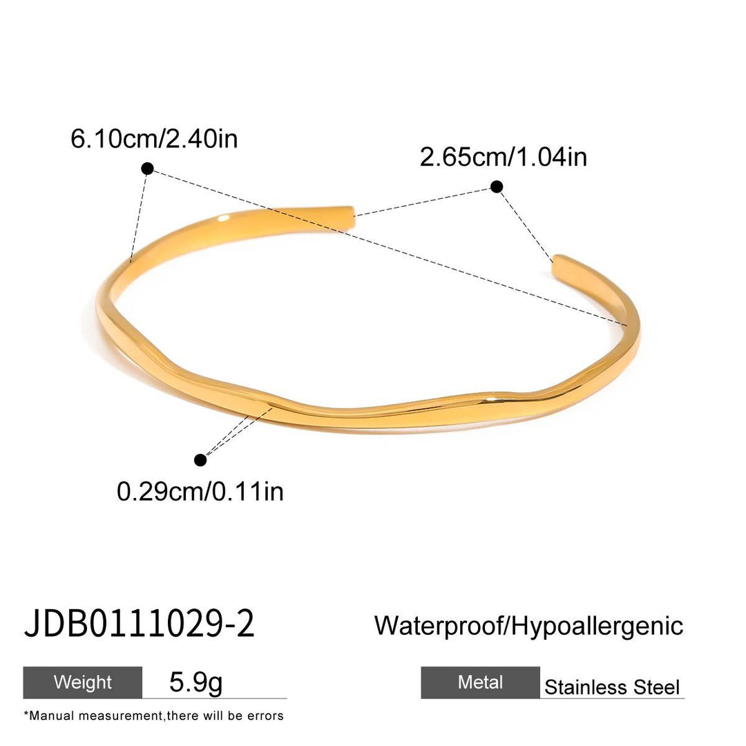 Nueva pulsera de acero de titanio estilo INS para mujer, acero inoxidable chapado en oro de 18 quilates, joyería de moda con brazalete ondulado