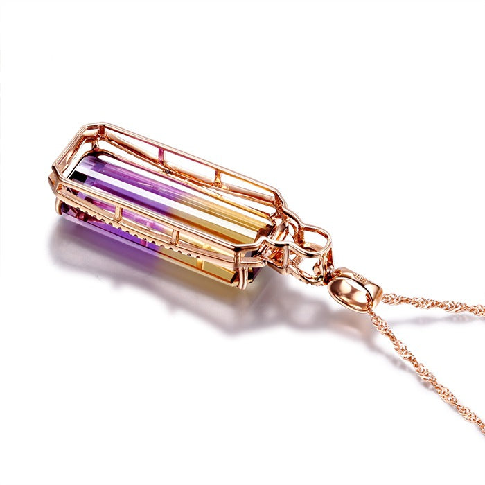 Collar de amatrina con baño de oro rosa de 18 quilates para mujer