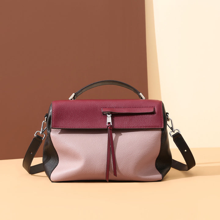Sac messager portable en cuir de vachette