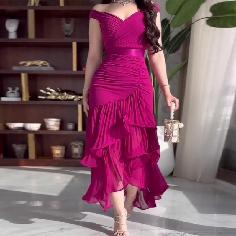 Solid Color High Waist Slim Sleeveless Long Dress