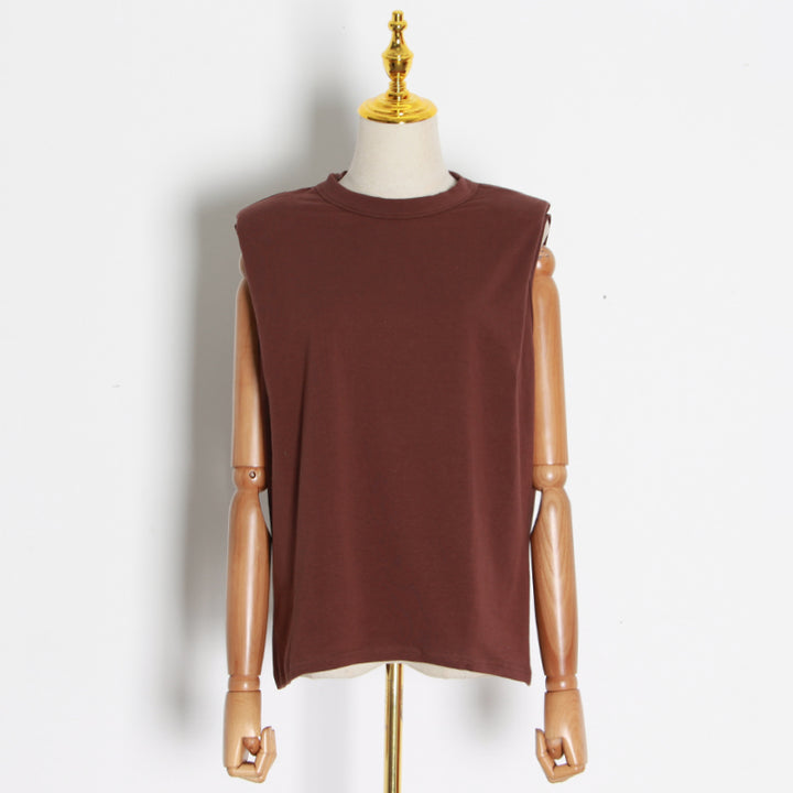 Camiseta sin mangas de cuello redondo casual para mujer