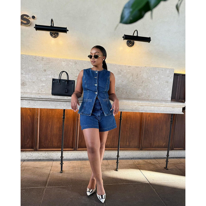 Ensemble top sans manches et short pour femme