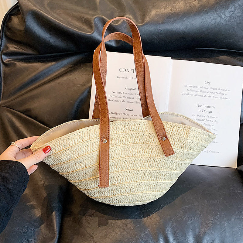 Bolso de playa de paja trenzada