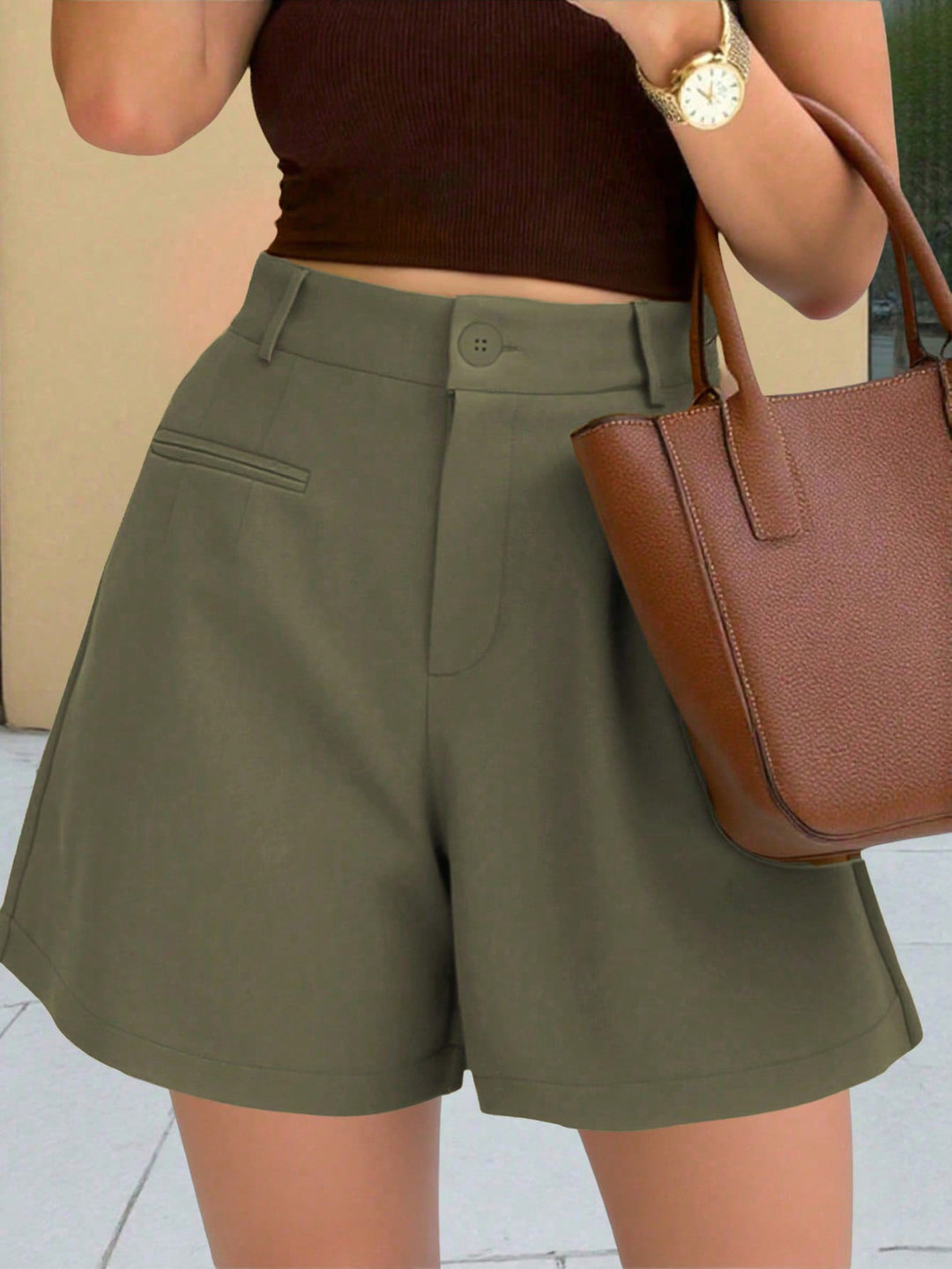 Shorts pour femmes taille haute décontractés et droits amples