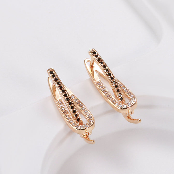 Pendientes de mujer de circonita de dos colores, sencillos y a la moda, en oro rosa